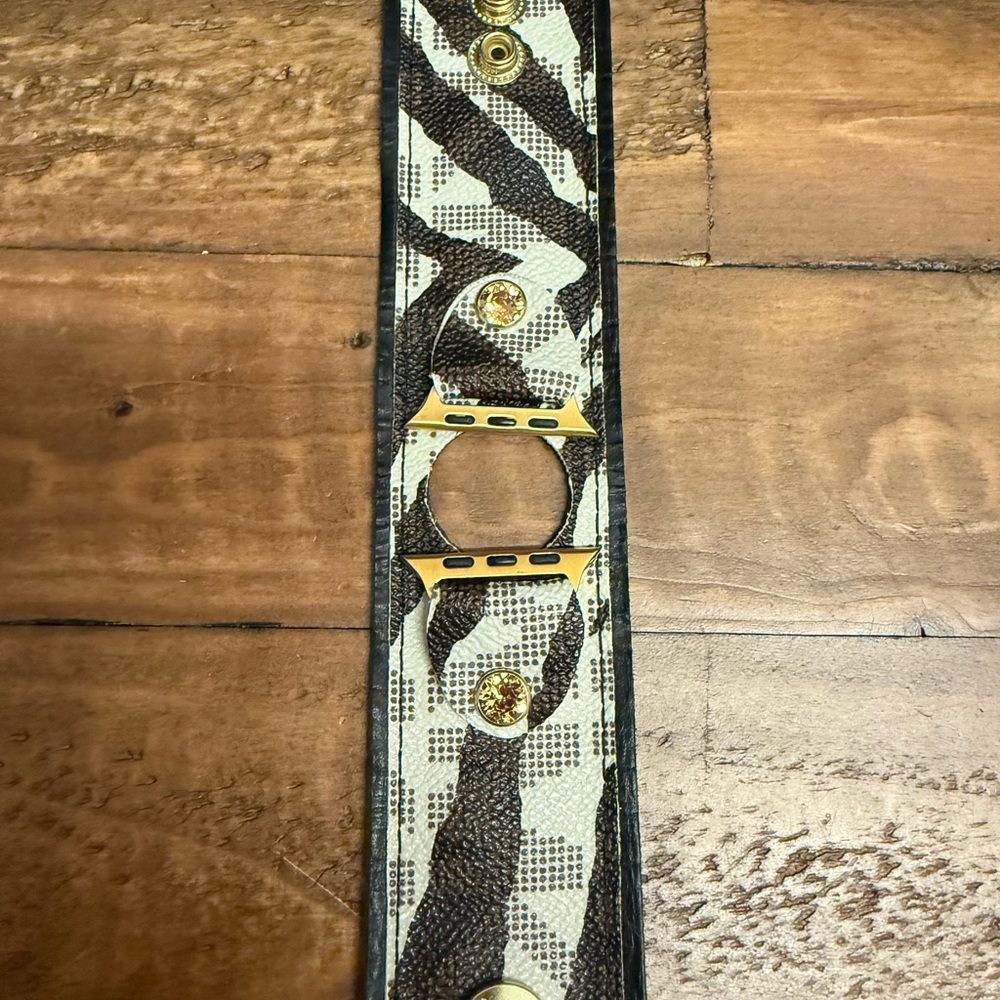 Upcycled Michael Kors Animal Print Cuff Watch Band made by Spark’l Bands